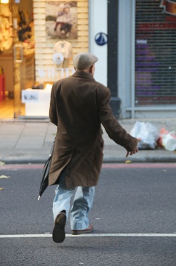 Man crossing the road